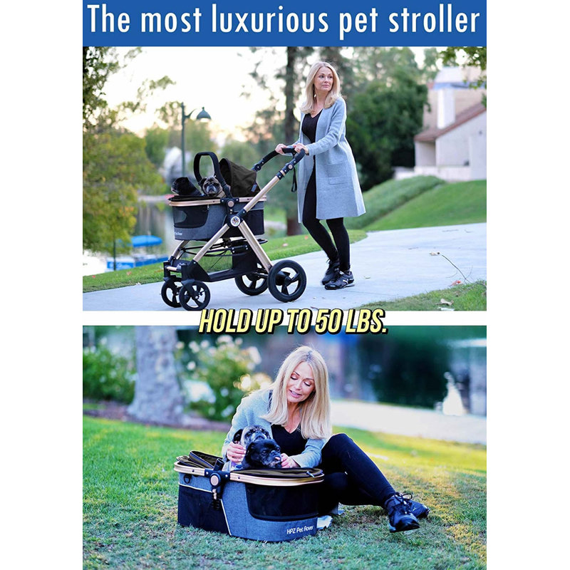 HPZ Pet Rover Prime Folding Standard Stroller with Detachable Carrier